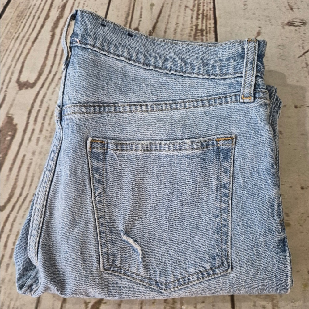 Gap Cheeky Straight High Rise Jeans Light Wash Raw Hem Distressed 29/8 Tall